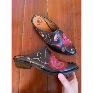 Lucky Brand Originals Embroidered Leather Mule Clogs Floral Women’s 7.5